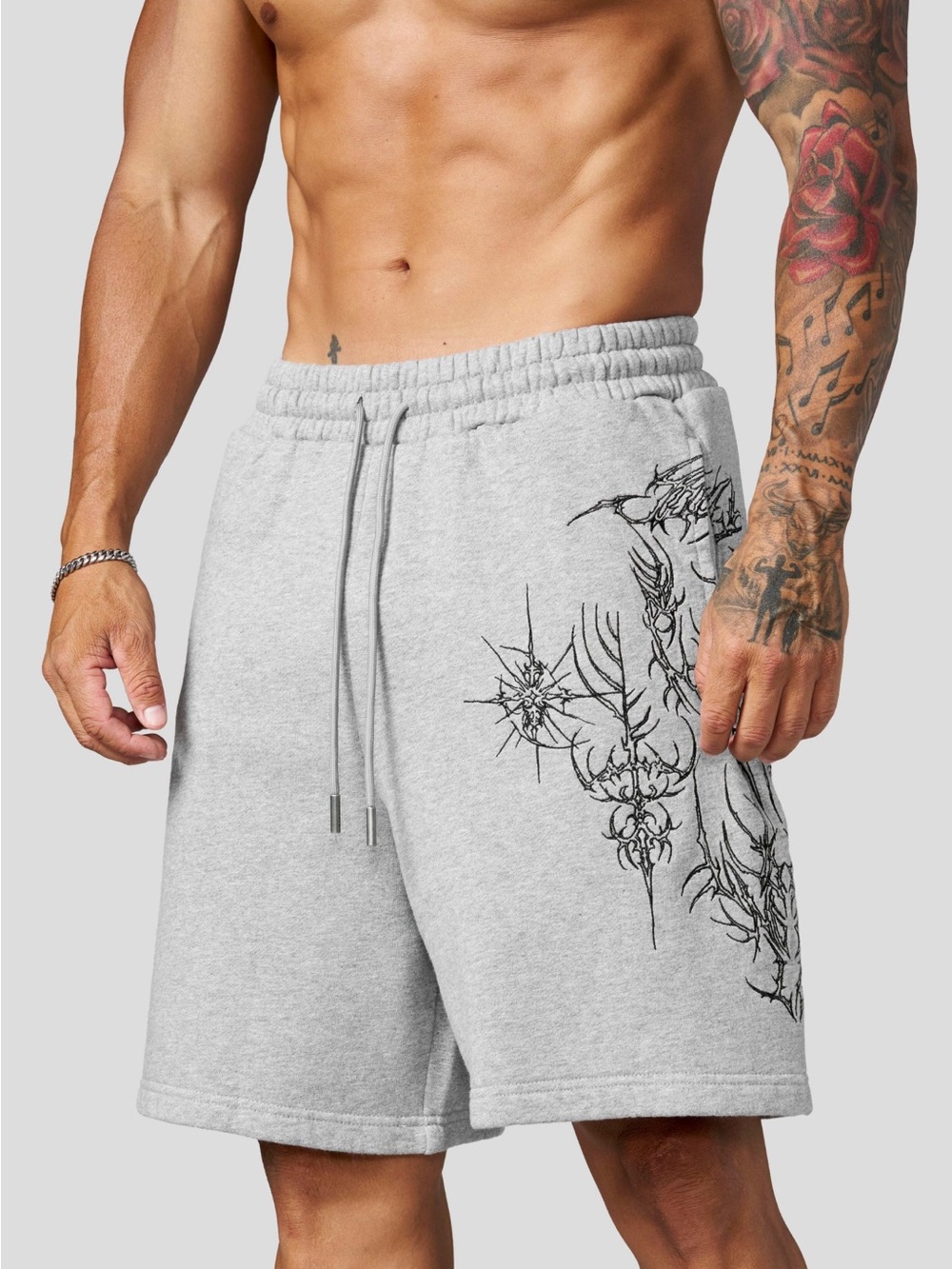 YoungLA cyberpunk shorts , Heather grey- XL